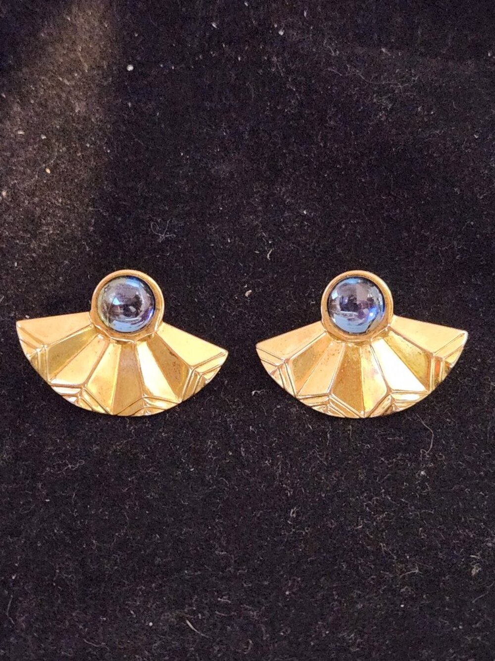 Gold Tone Geometric Fan Statement Earrings